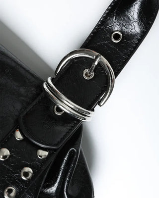 Double rivet belt leather tote bag