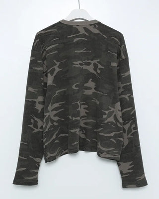 Camouflage Waffle Henley Neck T-Shirt