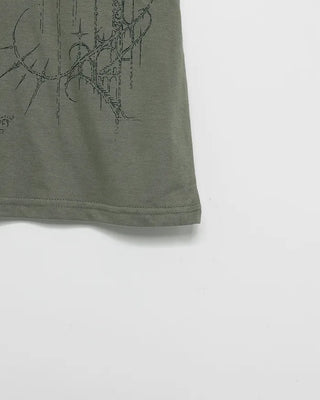 Tattoo illustration semi-cropped half t-shirt