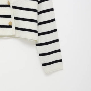 Striped double-button cardigan