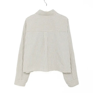 Striped long-sleeved cropped shirt