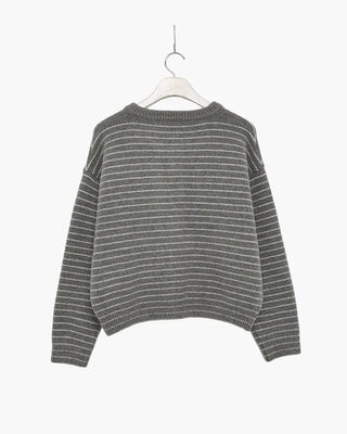 Lambswool striped knit cardigan