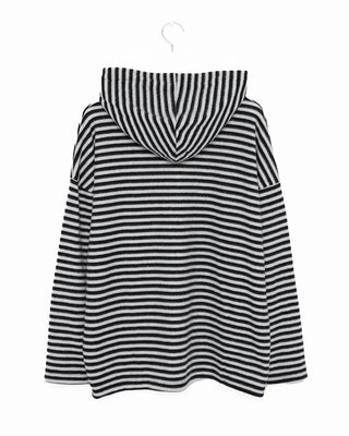 (Unisex) Striped Knit Hooded T-shirt