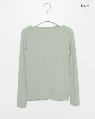 Boat neck long-sleeve top