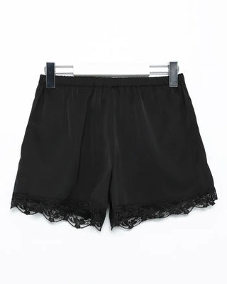 Flower Lace Hem Satin Easy Shorts