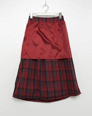 Elastic waist checkered long skirt