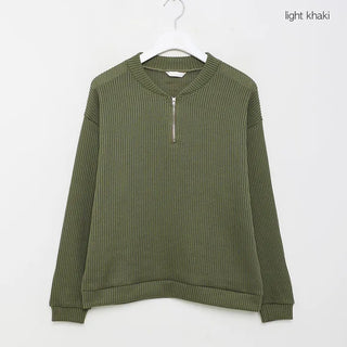 Semi-zip ribbed cardigan