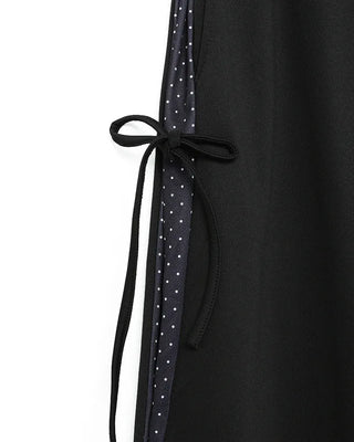 Dot Bicolor Ribbon Elastic Waist Pants