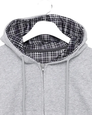 Inner tartan check cropped hooded parka