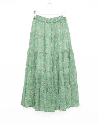 Floral lace tiered long skirt