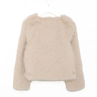 Round neck fur jacket