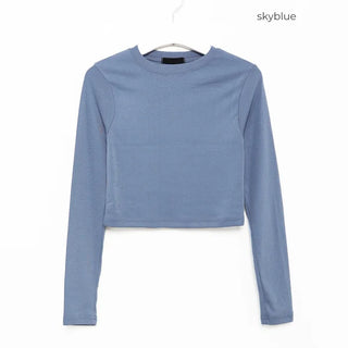 Basic long-sleeve cropped T-shirt