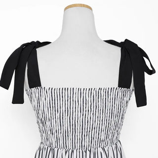 Ribbon strap striped dress