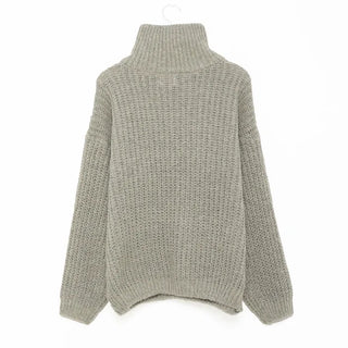 (Unisex) Winter High Neck Half-Zip Knit