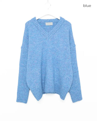 Colorful V-neck loose-fit knit