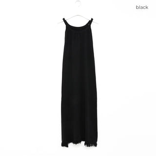 Halter neck fringe long dress