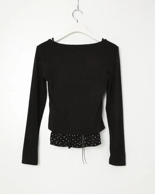 Polka Dot Frill Sleeveless Top & Cardigan Set