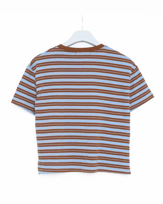 Cropped striped short-sleeved T-shirt