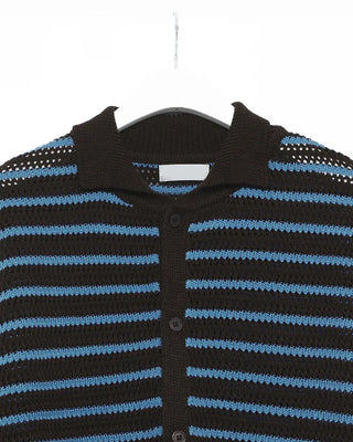 (Unisex) Striped Short-Sleeve Cardigan