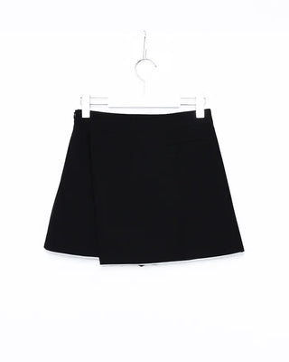Two-tone mini wrap skirt