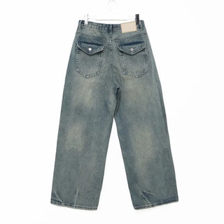 (Unisex) Vintage Wash Wide Fit Denim