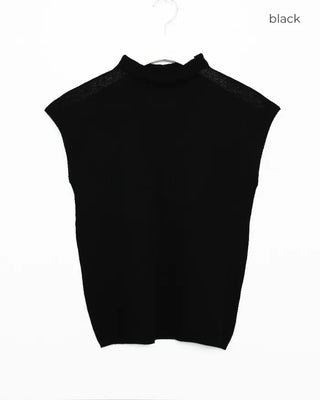 French Shoulder Stand Neck Rayon Top
