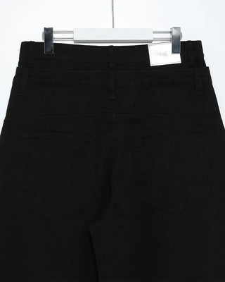 Metallic studded black wide-leg pants
