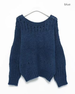 Bateau Neck Punching Point Sweater