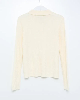 Ribbed collar button knit