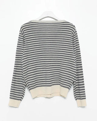 Round neck striped cardigan