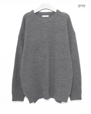 Crew neck slit knit