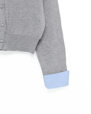 Layered shirt knit cardigan
