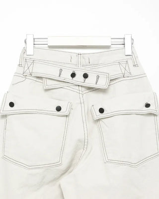 Button-back cinch flap balloon cotton pants