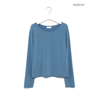 Jewel neck long T-shirt