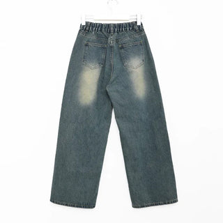 Washed wide denim pants