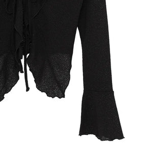 Frill Ribbon Sheer Cardigan