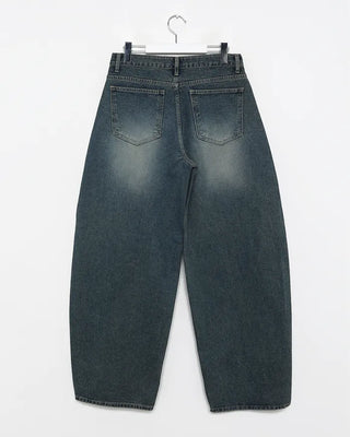 Whiskered Wash Baggy Jeans