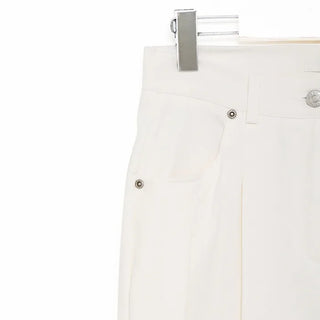 Double-pleated wide cotton pants