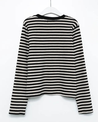 Striped semi-cropped long-sleeve T-shirt