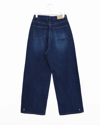 Hem snap wide denim pants