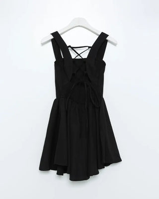Lace-up flared camisole dress