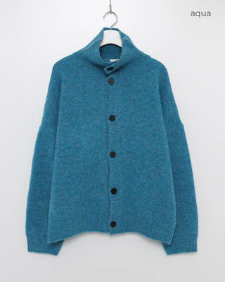 Polo collar multi-knit cardigan