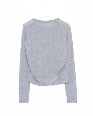 Side-shirred long-sleeve T-shirt