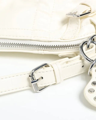 Square Shirring & Heart Keyring Set Shoulder Bag
