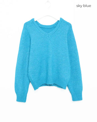 V-neck angora knit