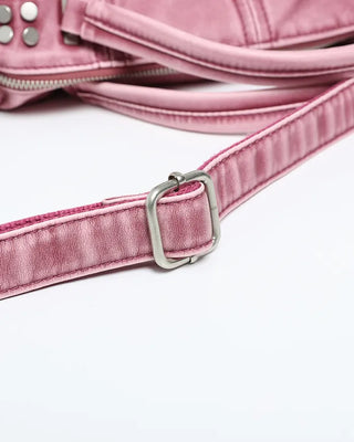 Block stitch double stud 2-way Boston bag