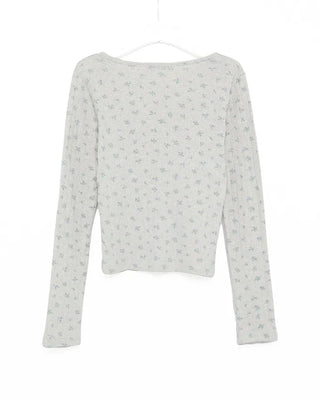 Henry Scooped Neck Flower Thermal Long T-Shirt