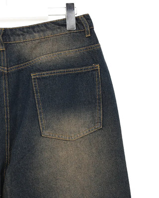 Vintage Wash Wide Fit Denim Pants
