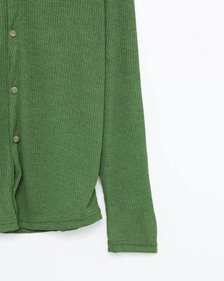 Round neck ribbed cardigan