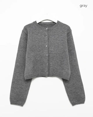 Round neck cropped spring cardigan